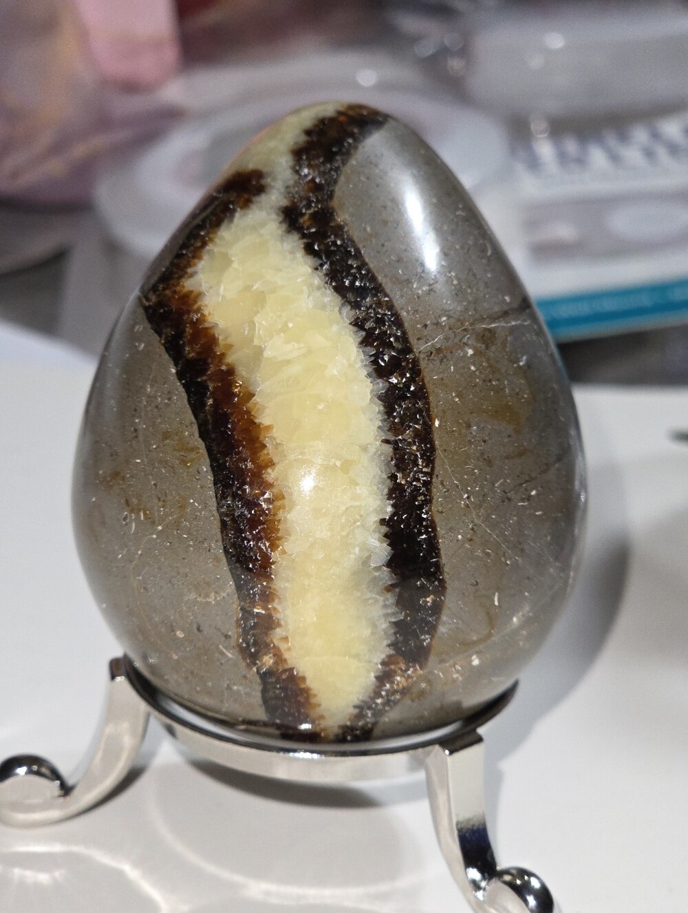 Polished Septarian Calcite "Dragon Stone" Egg - Picture 2 of 14
